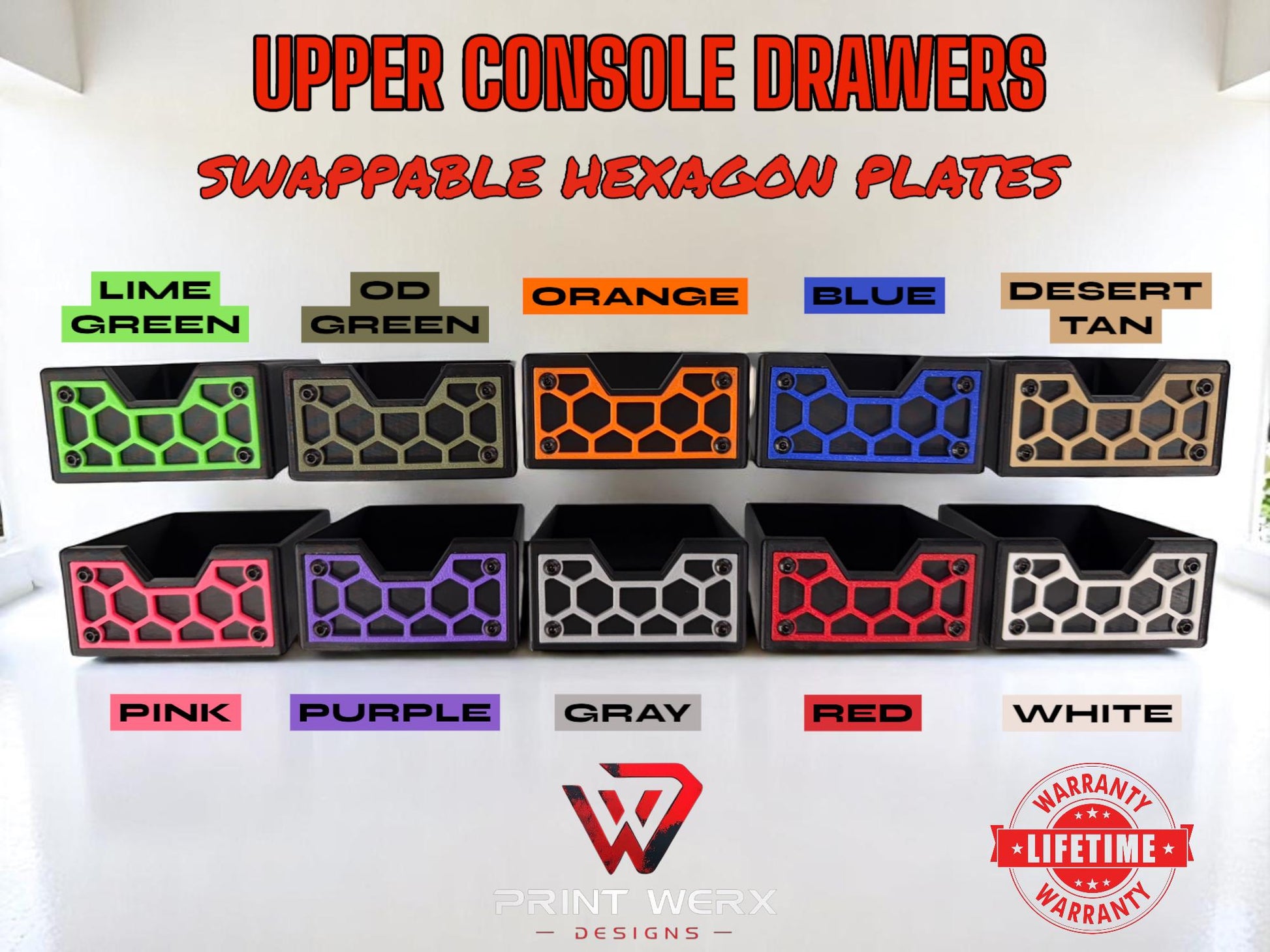 Upper Console Drawer with Changeable Face Plates for 2014-2024 Toyota 4Runner 5th gen