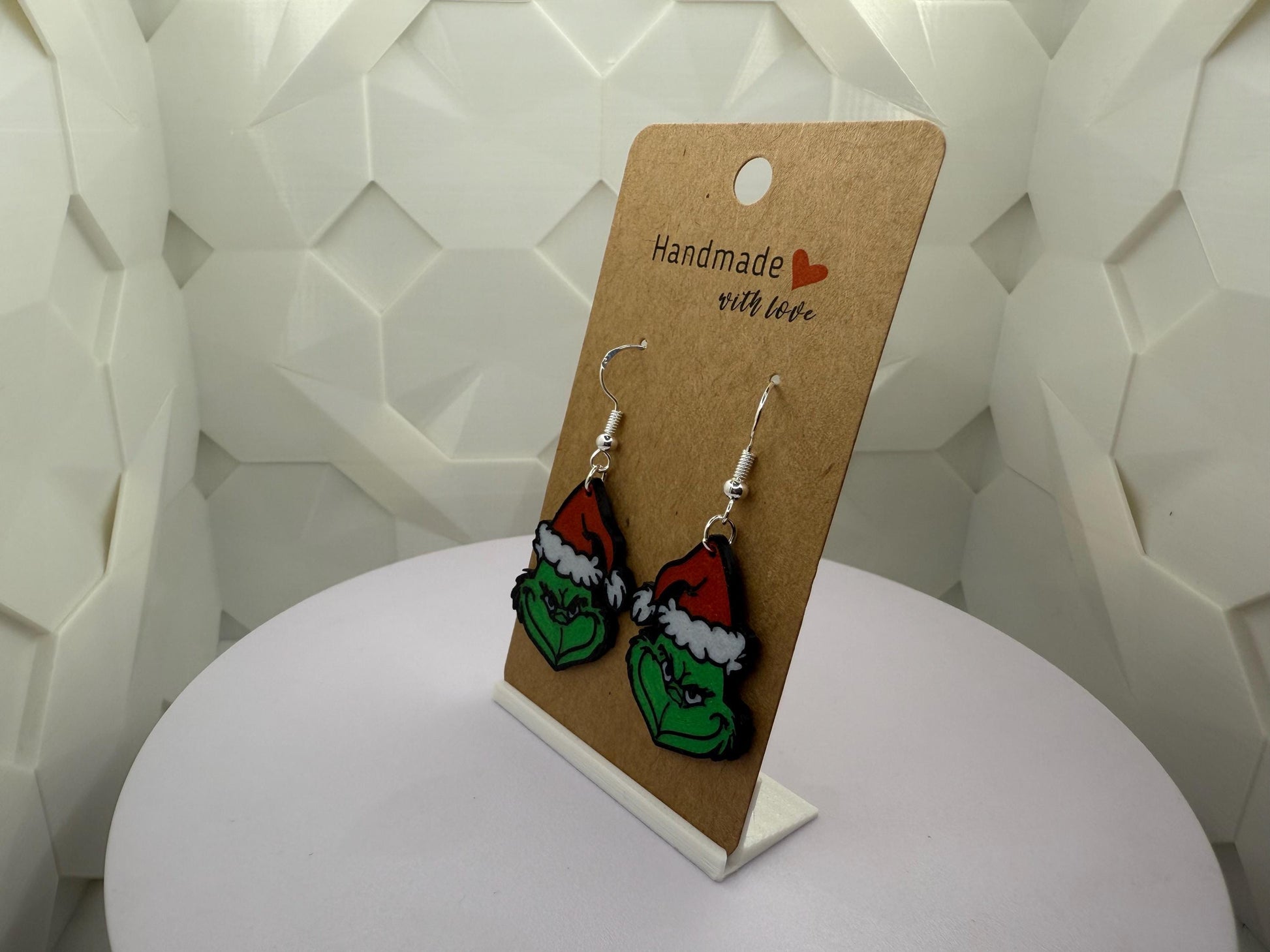 Grinch Christmas Earrings 3D Printed