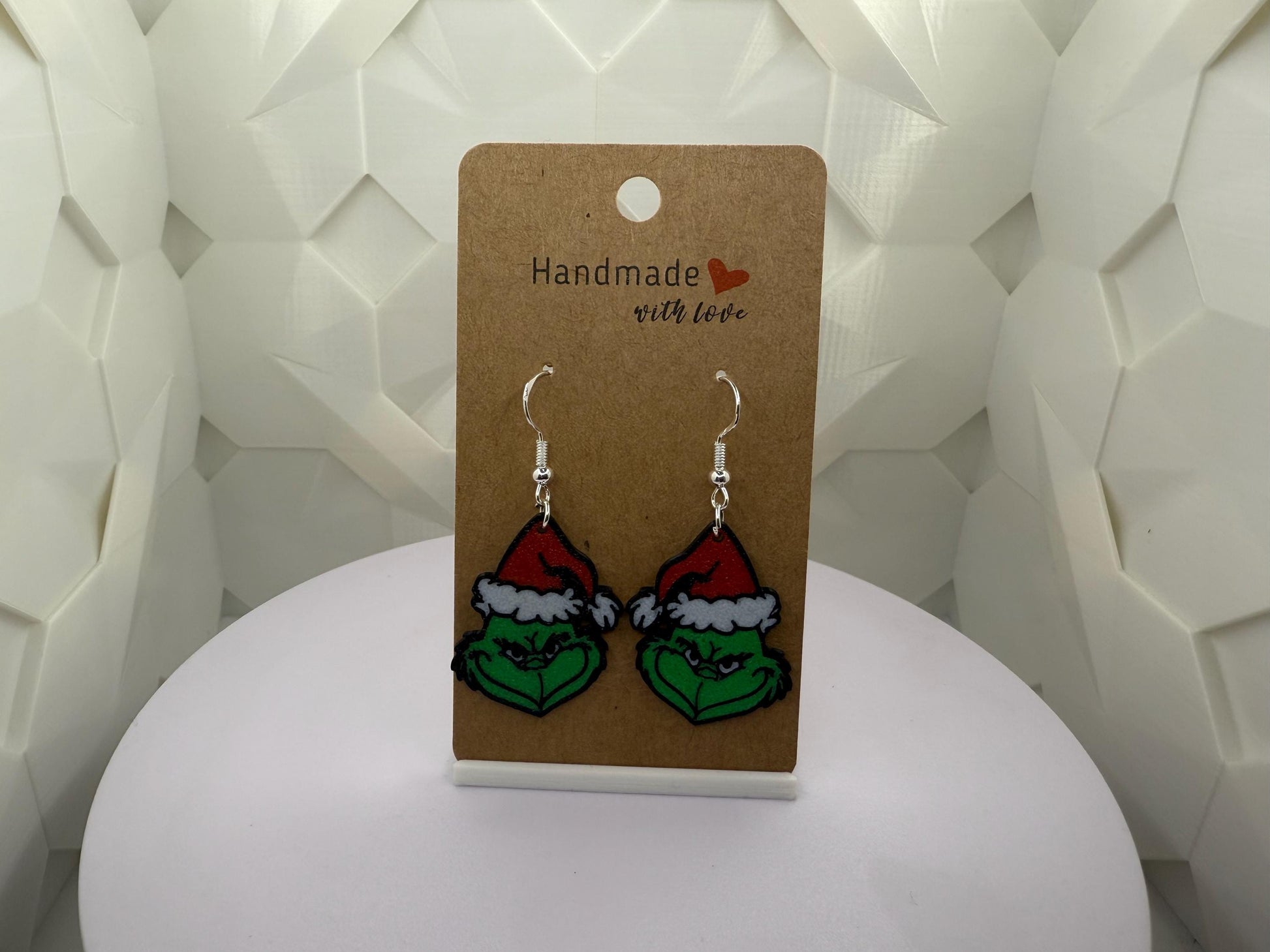 Grinch Christmas Earrings 3D Printed