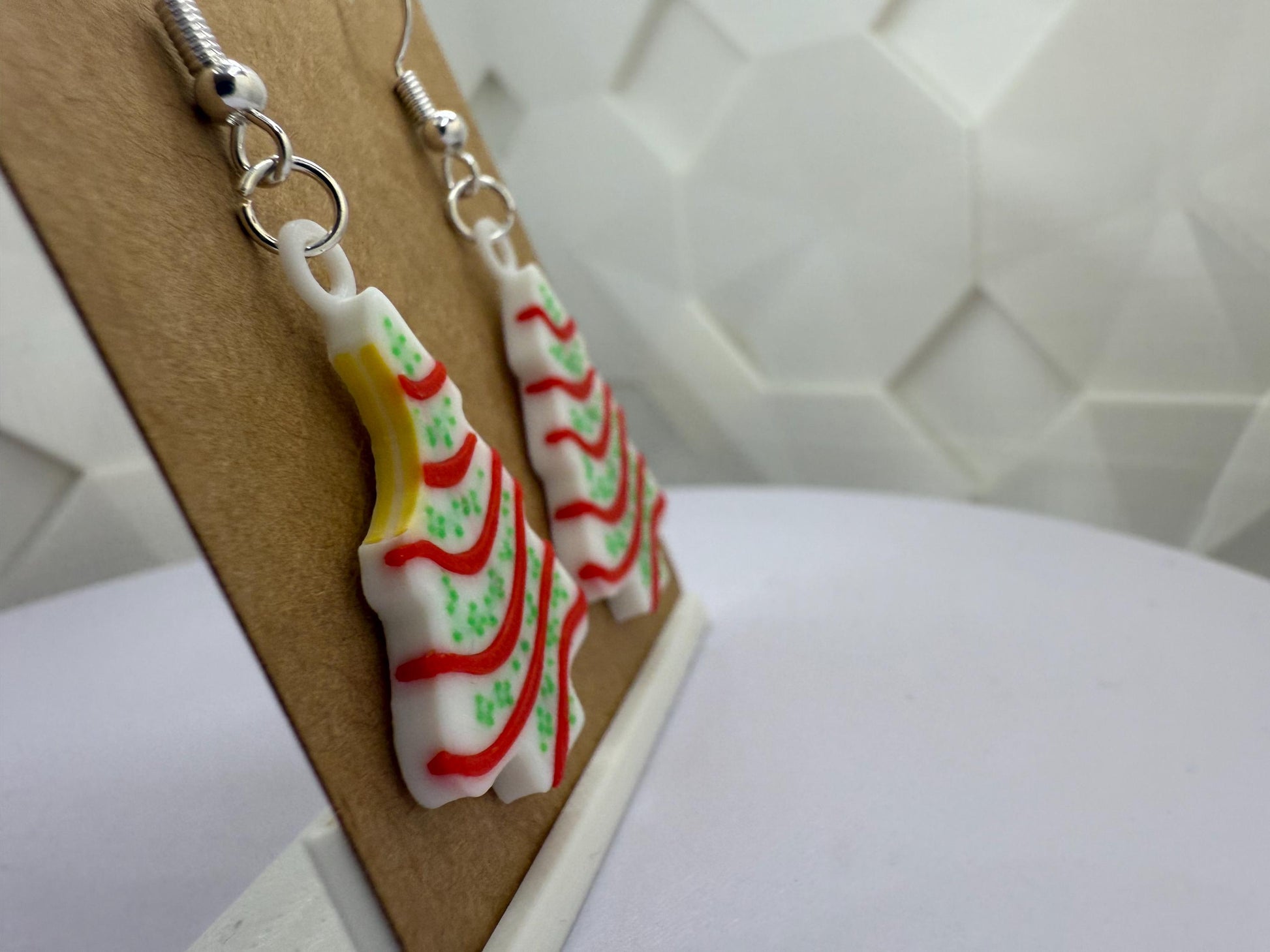Little Debbie Christmas Tree Cake Earrings