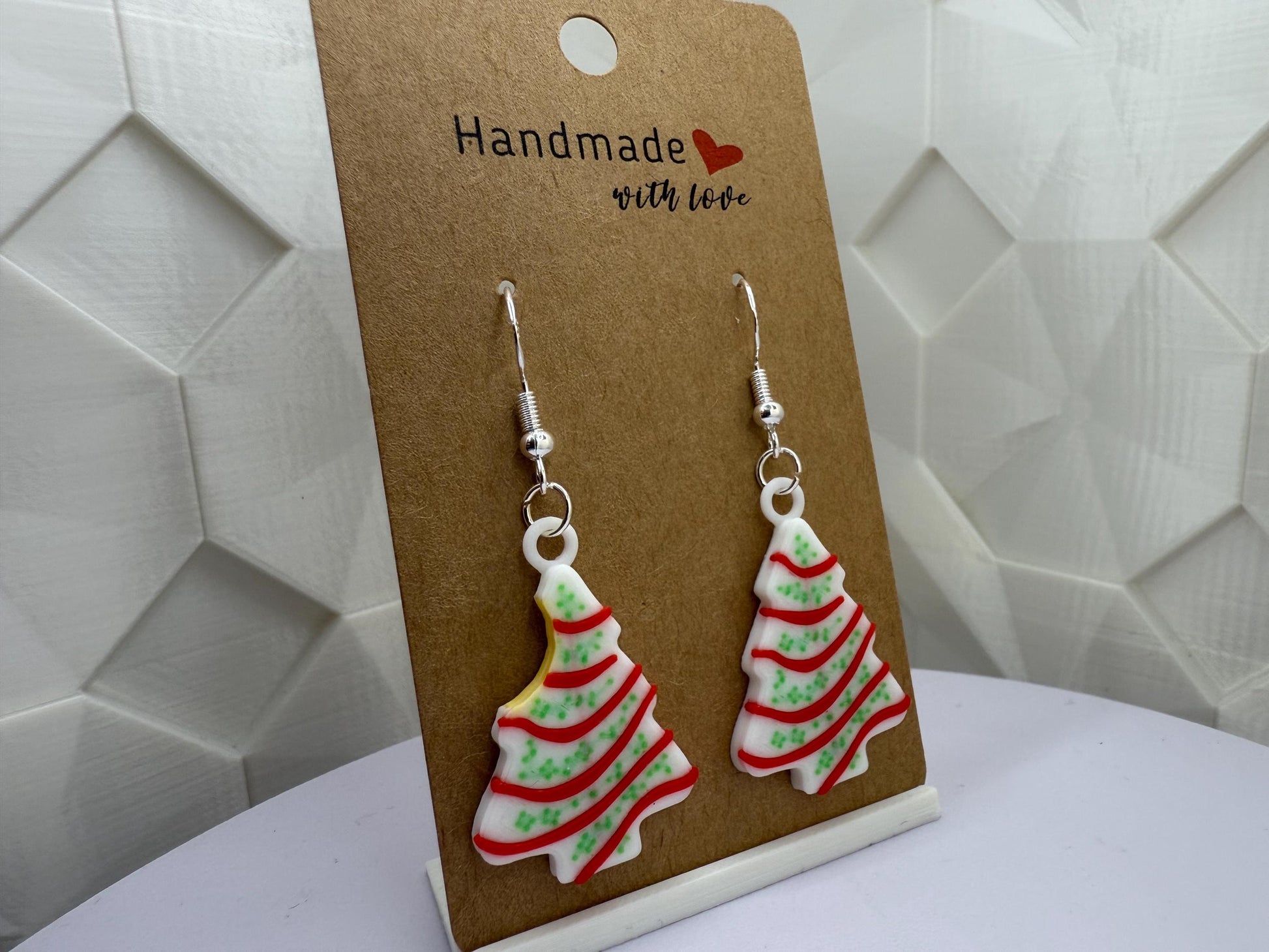 Little Debbie Christmas Tree Cake Earrings