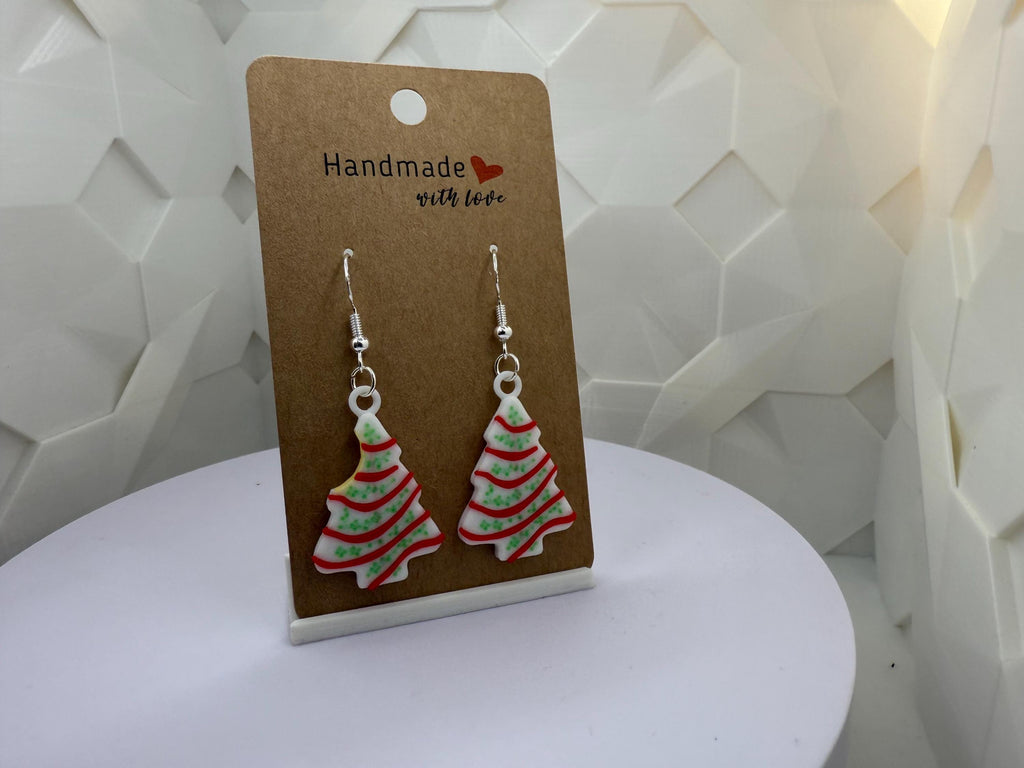 Little Debbie Christmas Tree Cake Earrings