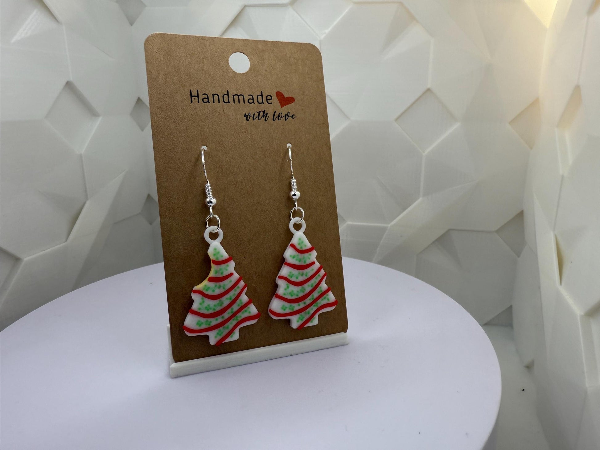 Little Debbie Christmas Tree Cake Earrings