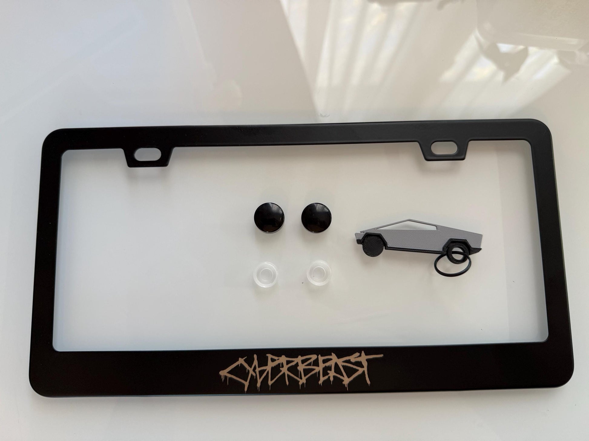 Stainless Steel License Plate Frame for Cybertruck (Silhouette or Cyberbeast Graffiti)