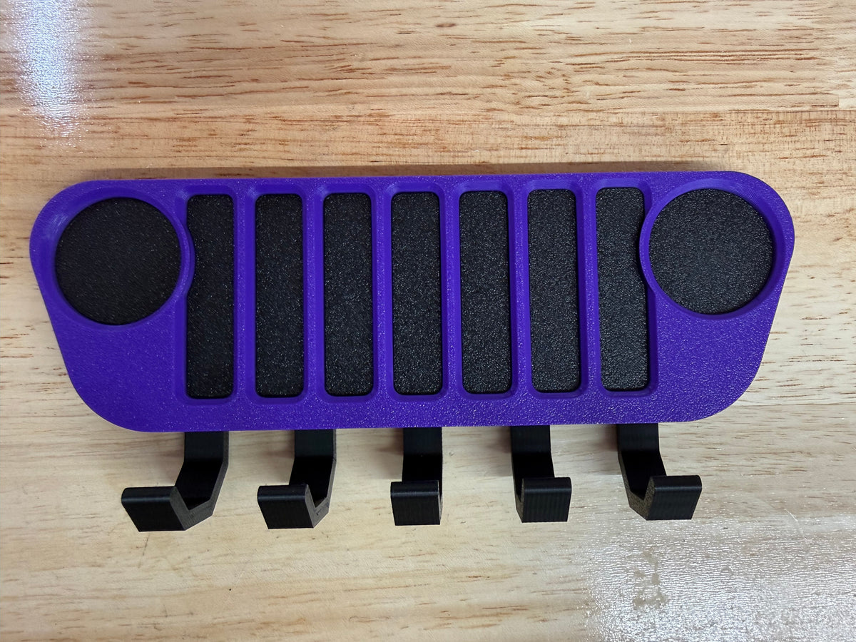 The Key Wrangler - Key Hanger Wall Mount for Jeep | 7 Slot Grille Key Rack & Matching Keychain | Wrangler Gift for Jeep Lovers