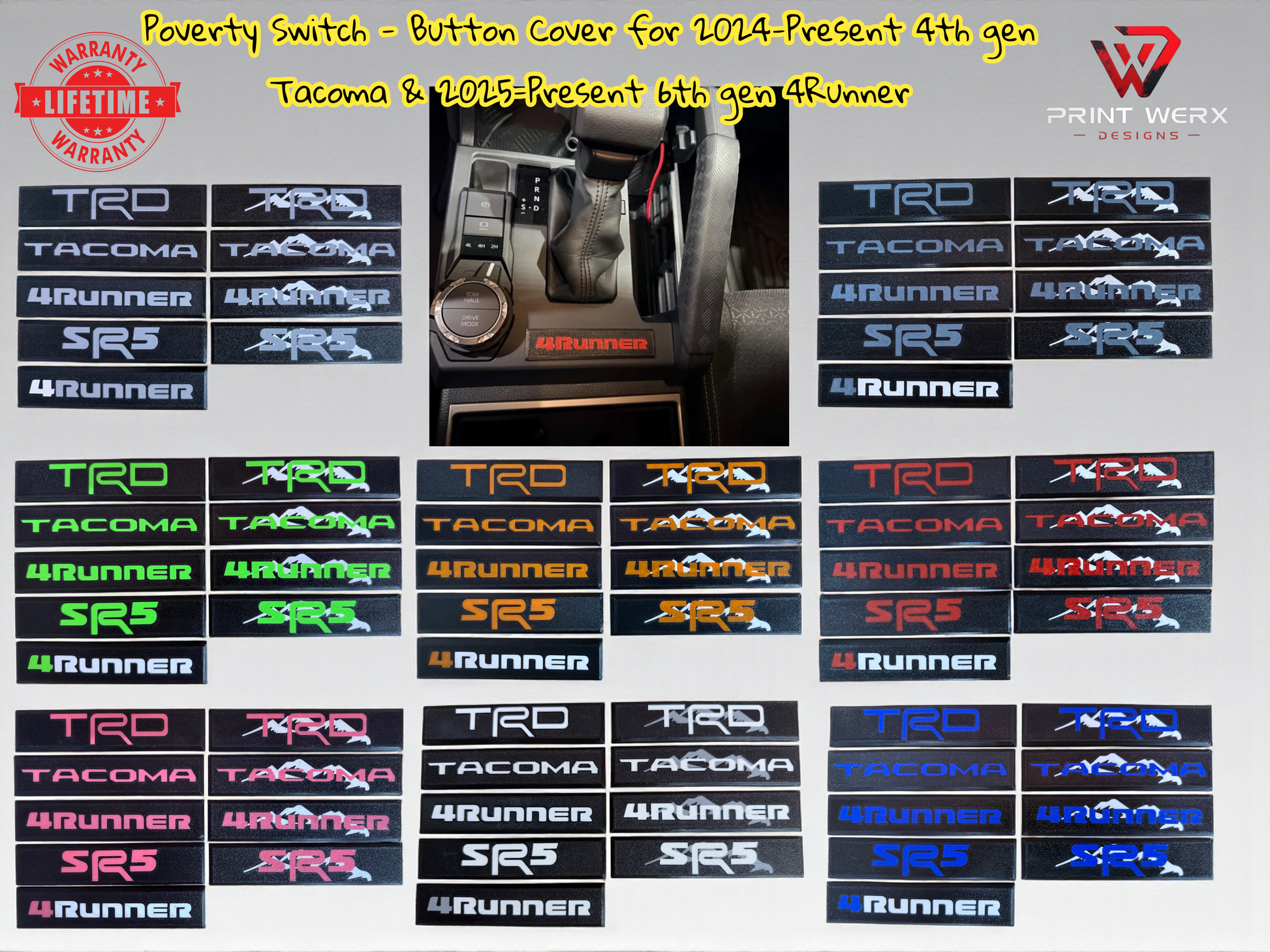 Poverty Switch - Button Cover for 2024-Present 4th gen Tacoma & 2025-Present 6th gen 4Runner (Multiple Colors and Variations)